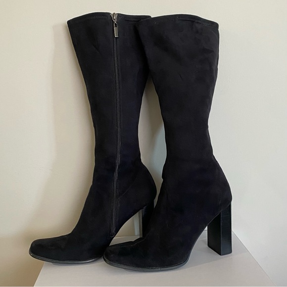 Candie's Shoes - Candies Below the Knee Faux Suede Black Heeled Boots Size 8M